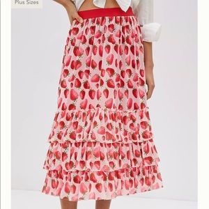 Anthropologie Strawberry Skirt